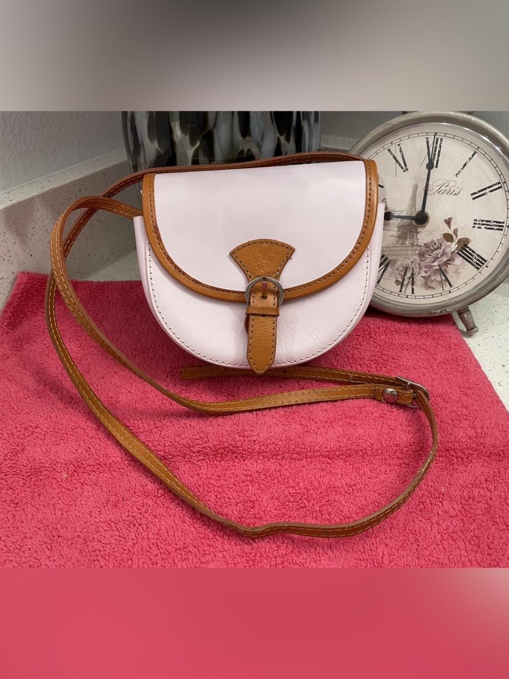 Vera Pelle Pink & Brown Crossbody Bag